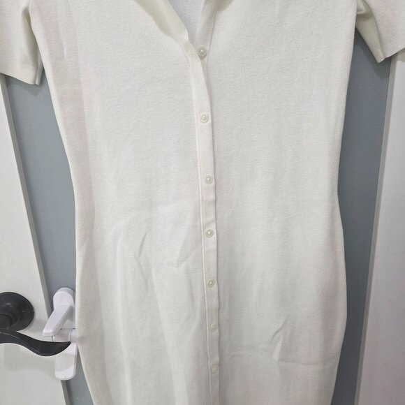 Sundeh Women’s White Button-Down Polo Collar Mini Dress – Size M – Short Sleeve - Picture 4 of 11